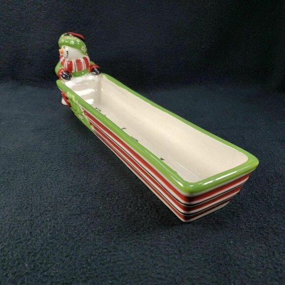 Fitz and Floyd Cookie Cracker Cradle Friends Gather Here Xmas Holiday Plate‎ - Picture 5 of 12